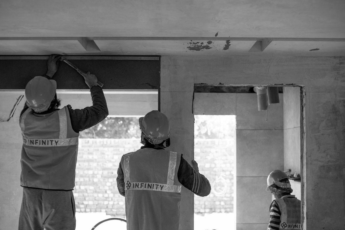 Construction site and team